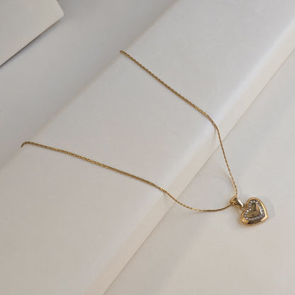 Gold Plated Heart Pendant with AD Stone Outline for Girls & Women
