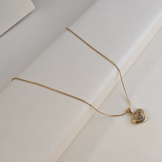 Gold Plated Heart Pendant with AD Stone Outline for Girls & Women