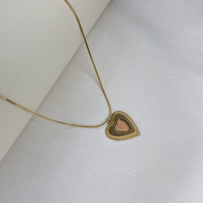 Gold Plated Dual Heart Pendant with Pink Stone for Women