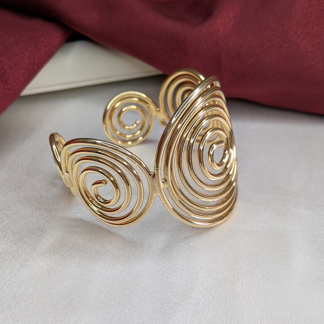 18K Gold Finish Spiral Cuff Bracelet for Girls & Women