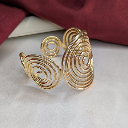 18K Gold Finish Spiral Cuff Bracelet for Girls & Women