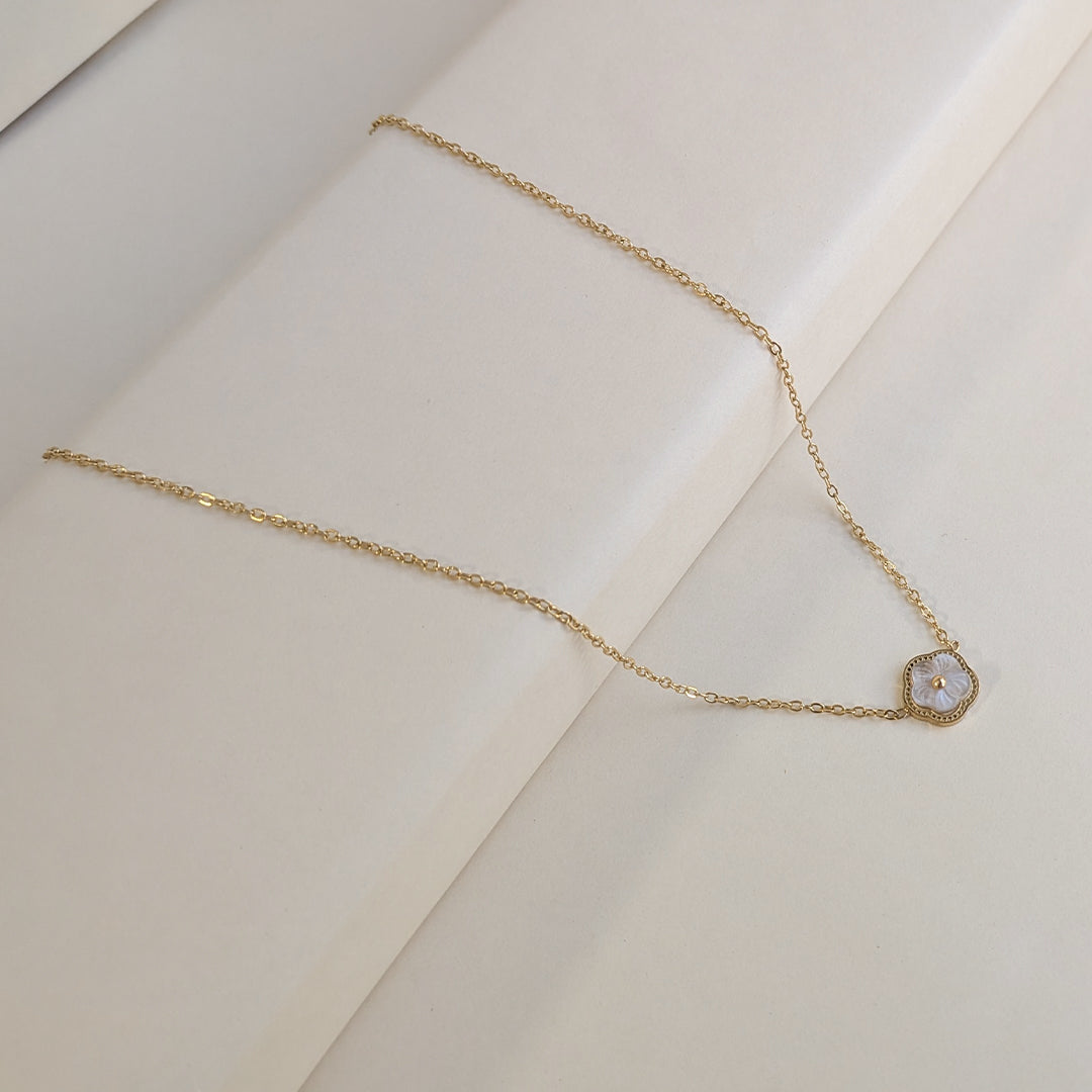 Gold Plated White Flower Charm Pendant for Girls & Women