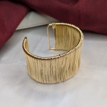 18K Gold Finish Adjustable Wide Cuff Bracelet for Girls & Women