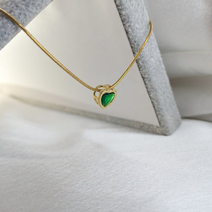 Minimal Heart Shape Crystal Pendant Necklace for Women & Girls
