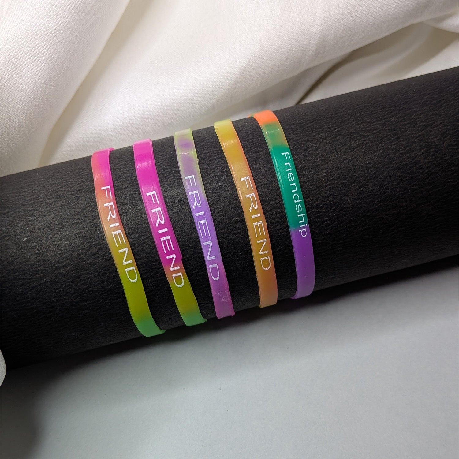 5pcs Multicolor Silicone Friendship Bands | Printed Rubber Wrist Bracelets