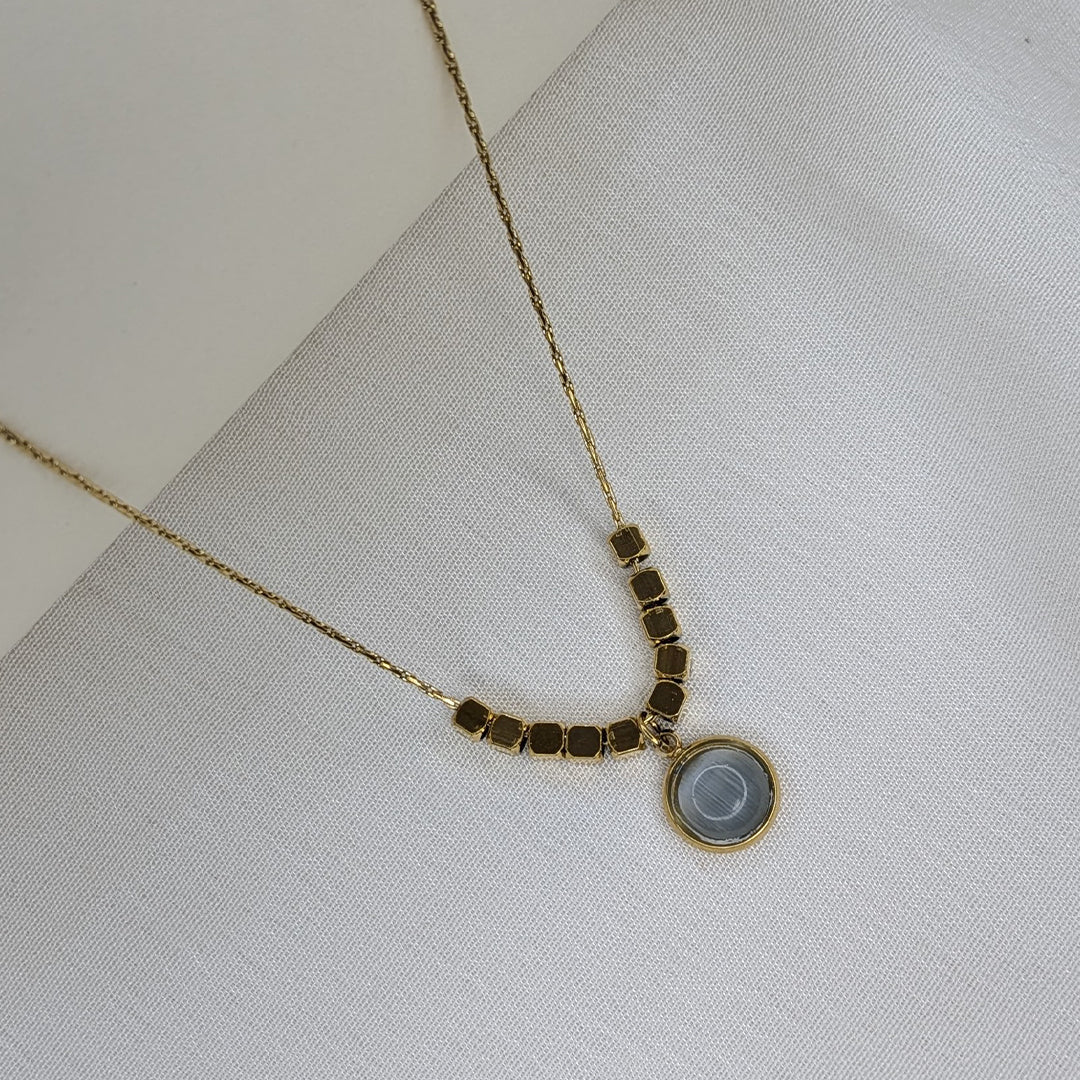 Gold Plated Geometric Beads & Stone Pendant for Women