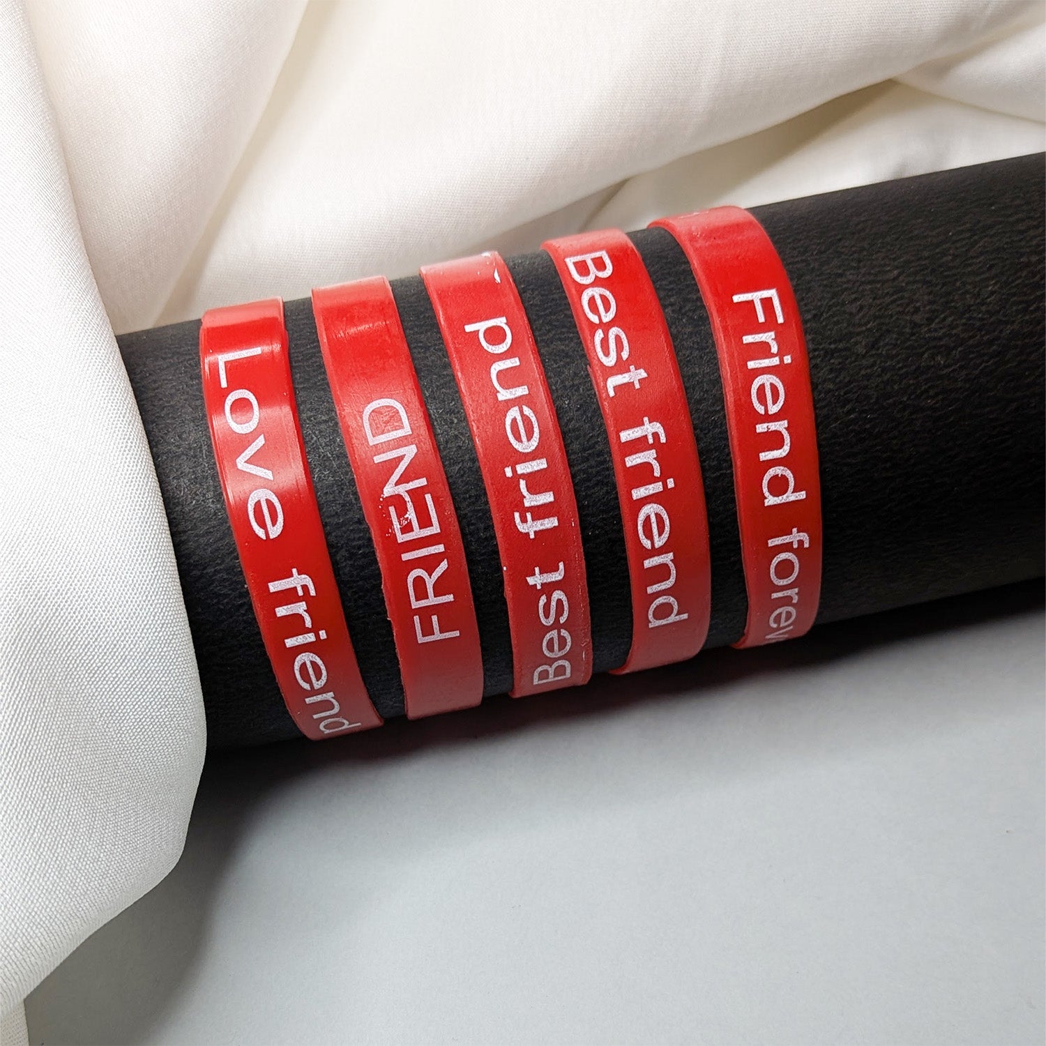 5pcs Friendship Day Silicone Wristbands | Colorful Rubber Bands for Teens
