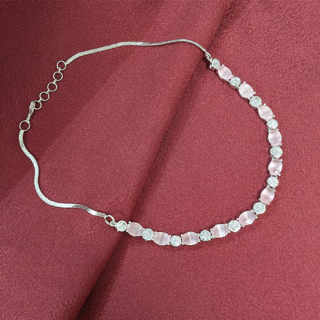 Silver Finish Oval AD Stone Jewellery Set with Earrings, Bracelet & Ring for Girls & Women