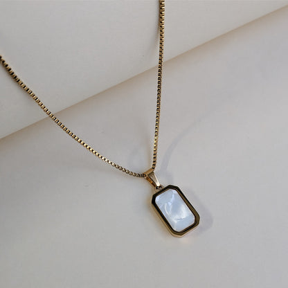 Reversible Gold Plated Dual Sided Black & White Enamel Pendant Necklace For Girls & Women