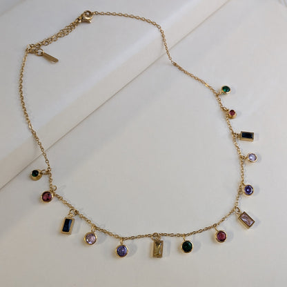 Gold Plated Multi Color Geometrical Charm Pendant For Girls & Women