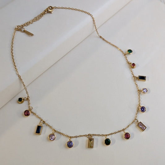 Gold Plated Multi Color Geometrical Charm Pendant For Girls & Women