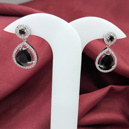 Silver Finish Teardrop AD Stone Drop Earrings for Girls & Women