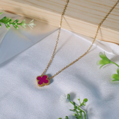 Enamel Clover Pendant Necklace ( Anti-Tarnish )