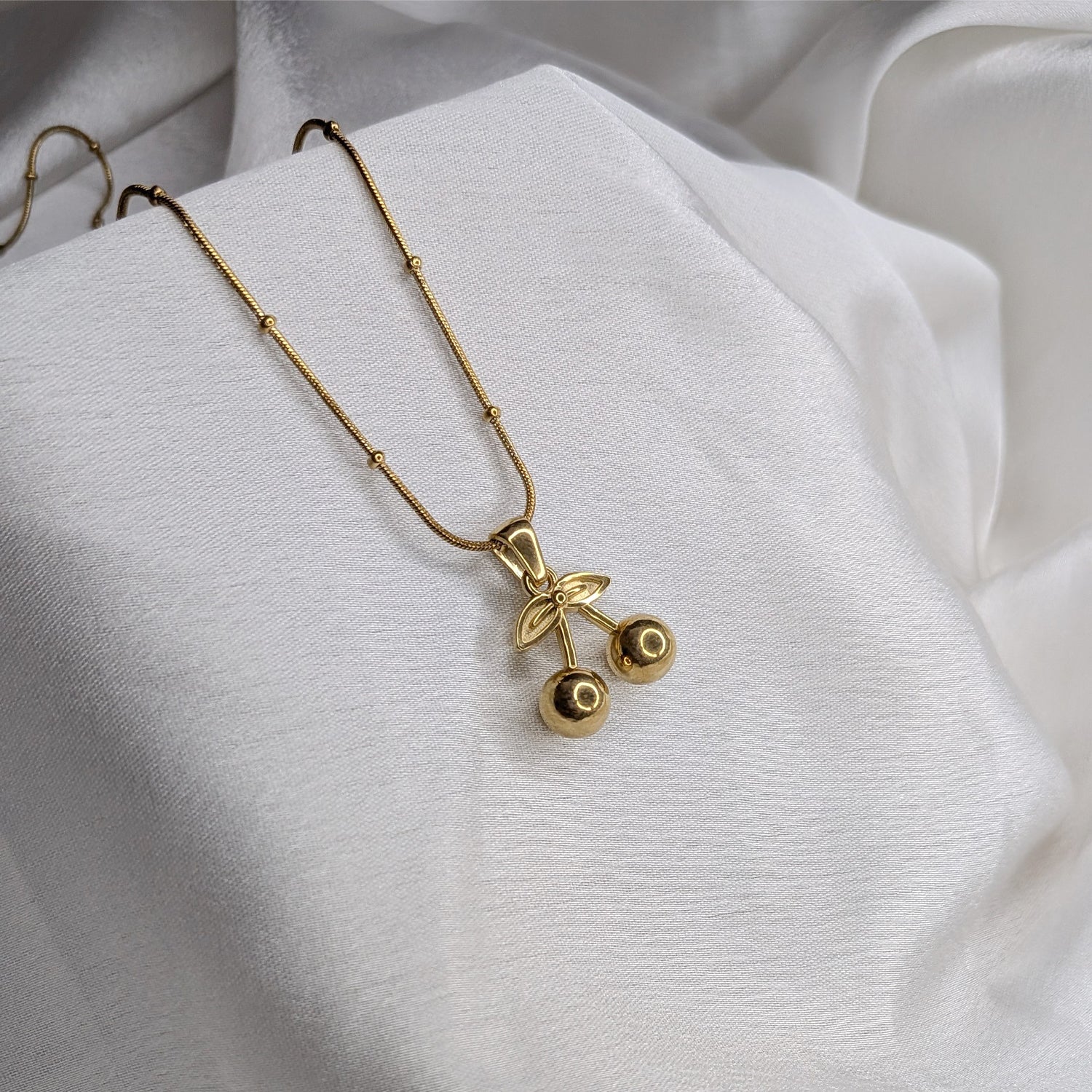 Romantic Cherry Bell Charm With Beaded Chain Pendant For Girls & Women's
