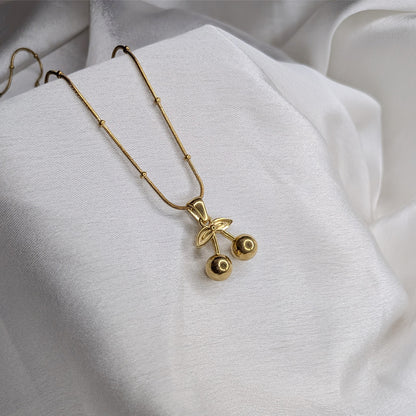 Romantic Cherry Bell Charm With Beaded Chain Pendant For Girls & Women's