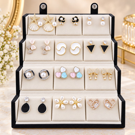 Aurie 12 Pairs Stylish Earrings Set for Girls & Women