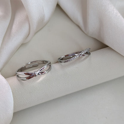 Cross Design American Diamonds Couple Ring Set