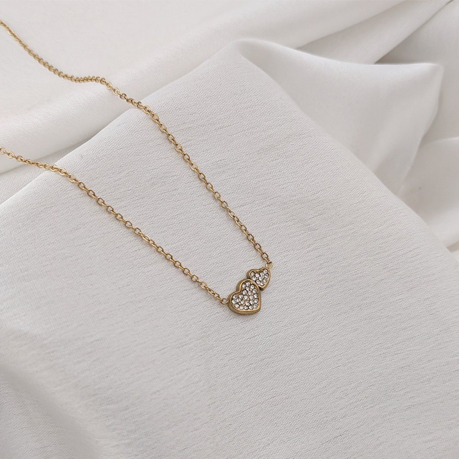 Dual Crystal Mini Heart Pendant For Girls & Women