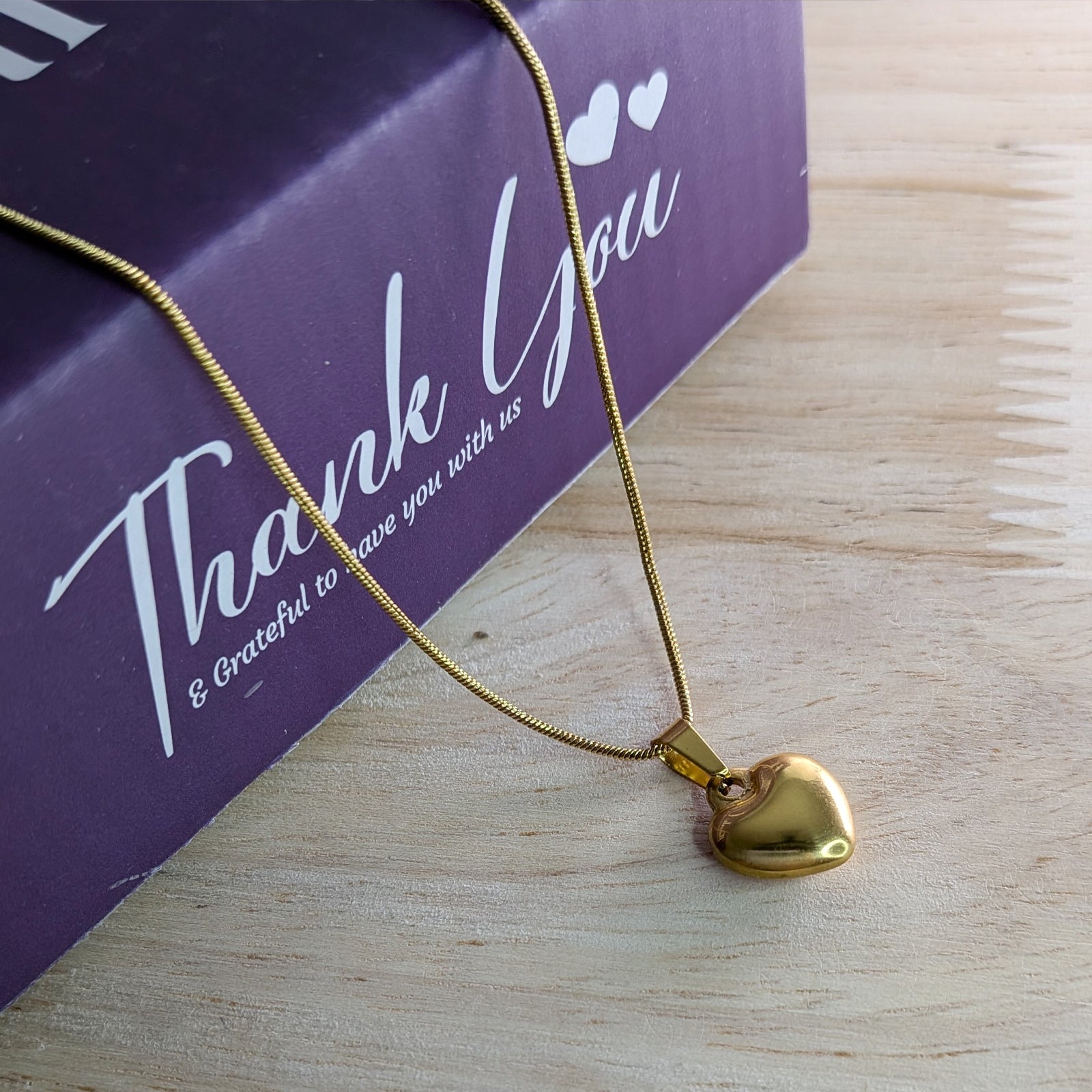 18k Gold Plated Minimal Heart Charm Pendant for Women & Girls