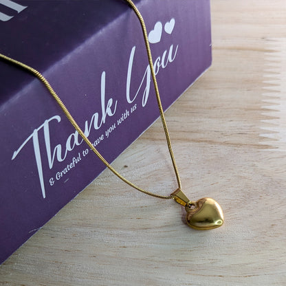 18k Gold Plated Minimal Heart Charm Pendant for Women & Girls