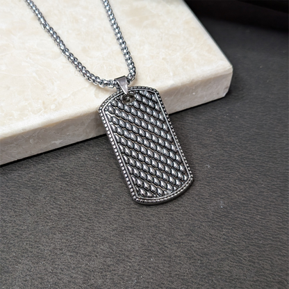 Classic Textured Diamond Grid Pattern Pendant for Men & Boys