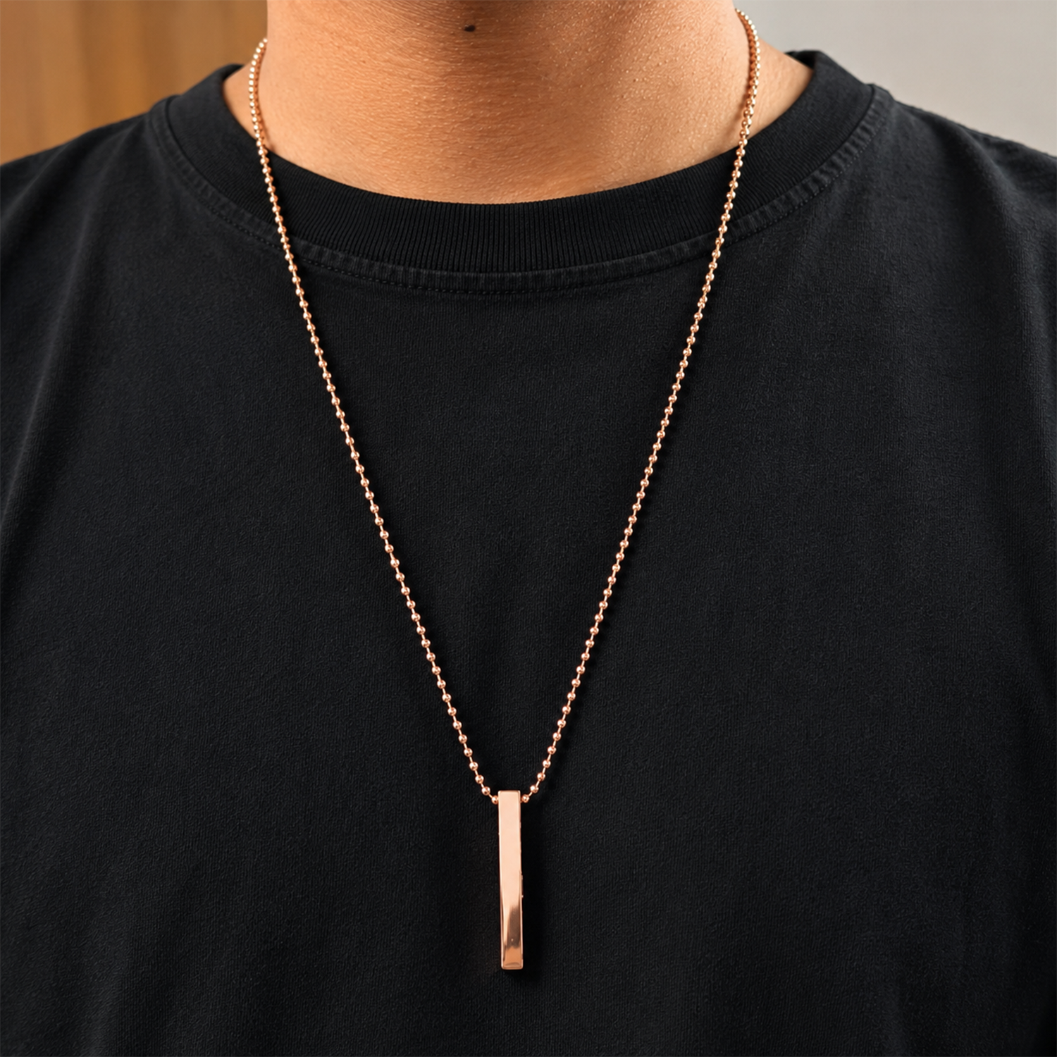 Sleek Vertical Bar 3D Cuboid Design Pendant for Men & Boys