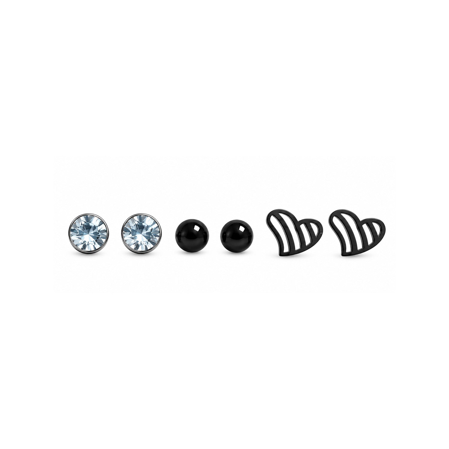Black Love Alloy Stud Earrings Set for Girls & Women