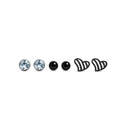 Black Love Alloy Stud Earrings Set for Girls & Women