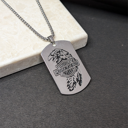 Eagle Motorcycle Boy Dog Tag Pendant for Men's & Boys