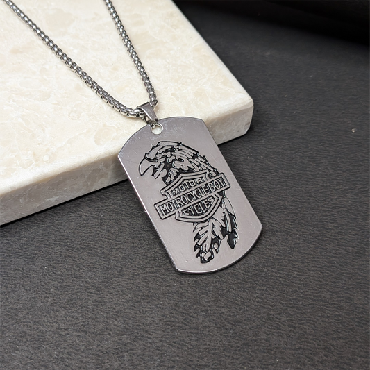 Eagle Motorcycle Boy Dog Tag Pendant for Men's & Boys