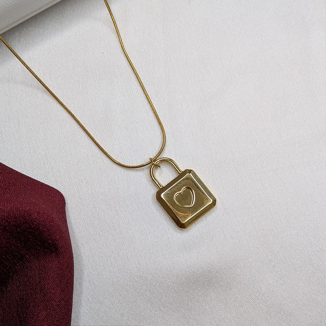 18K Gold Finish Lock Pendant for Girls & Women (Anti Tarnish)