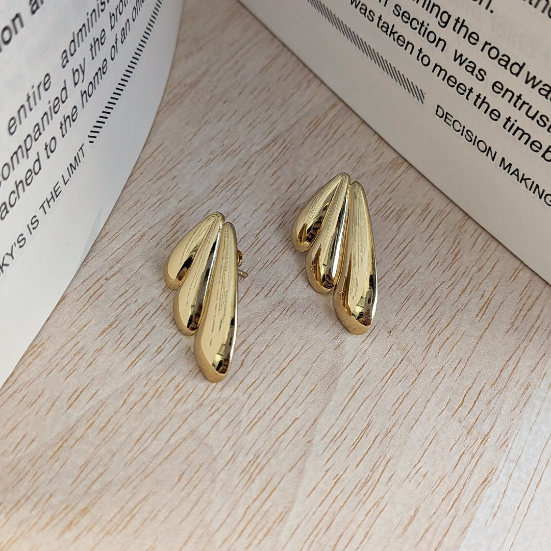 Designer Gold Plated Triple Drop Stud Earrings  For Girls & Women (Anti-Tarnish)