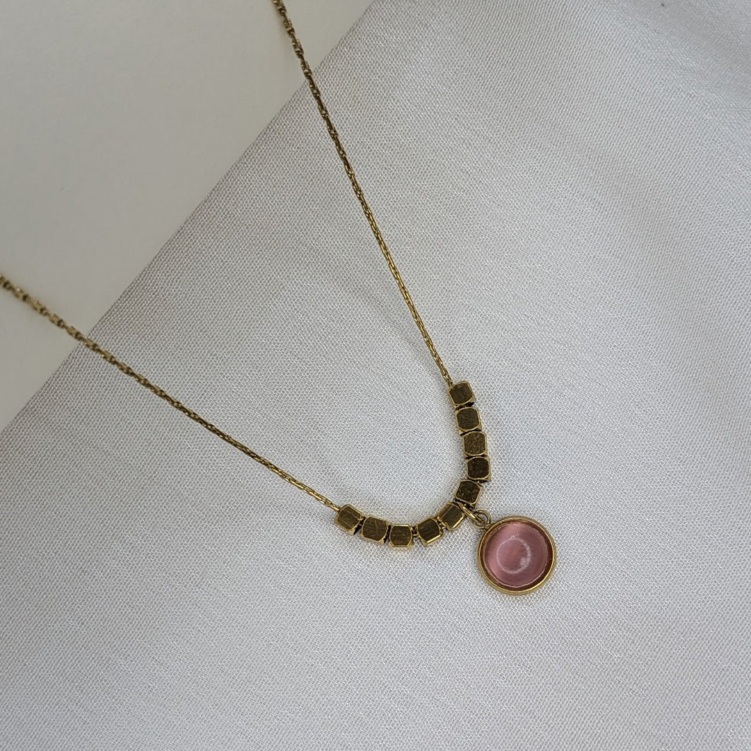 Gold Plated Geometric Beads & Stone Pendant for Women