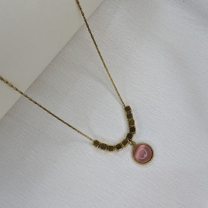 Gold Plated Geometric Beads & Stone Pendant for Women