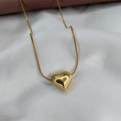 18K Gold Bold Heart Pendant Necklace (Anti Tarnish)