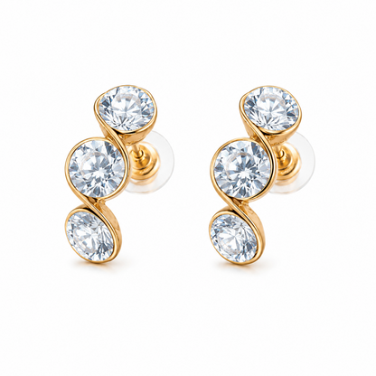 Women’s Three-AD Stone Drop Earrings for Women & Girls