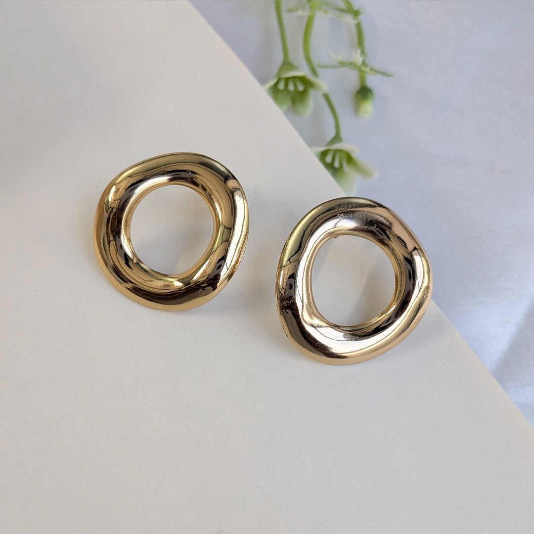 Gold Plated Abstract Open Circle Earrings For Girls & Women (Anti Tarnish)