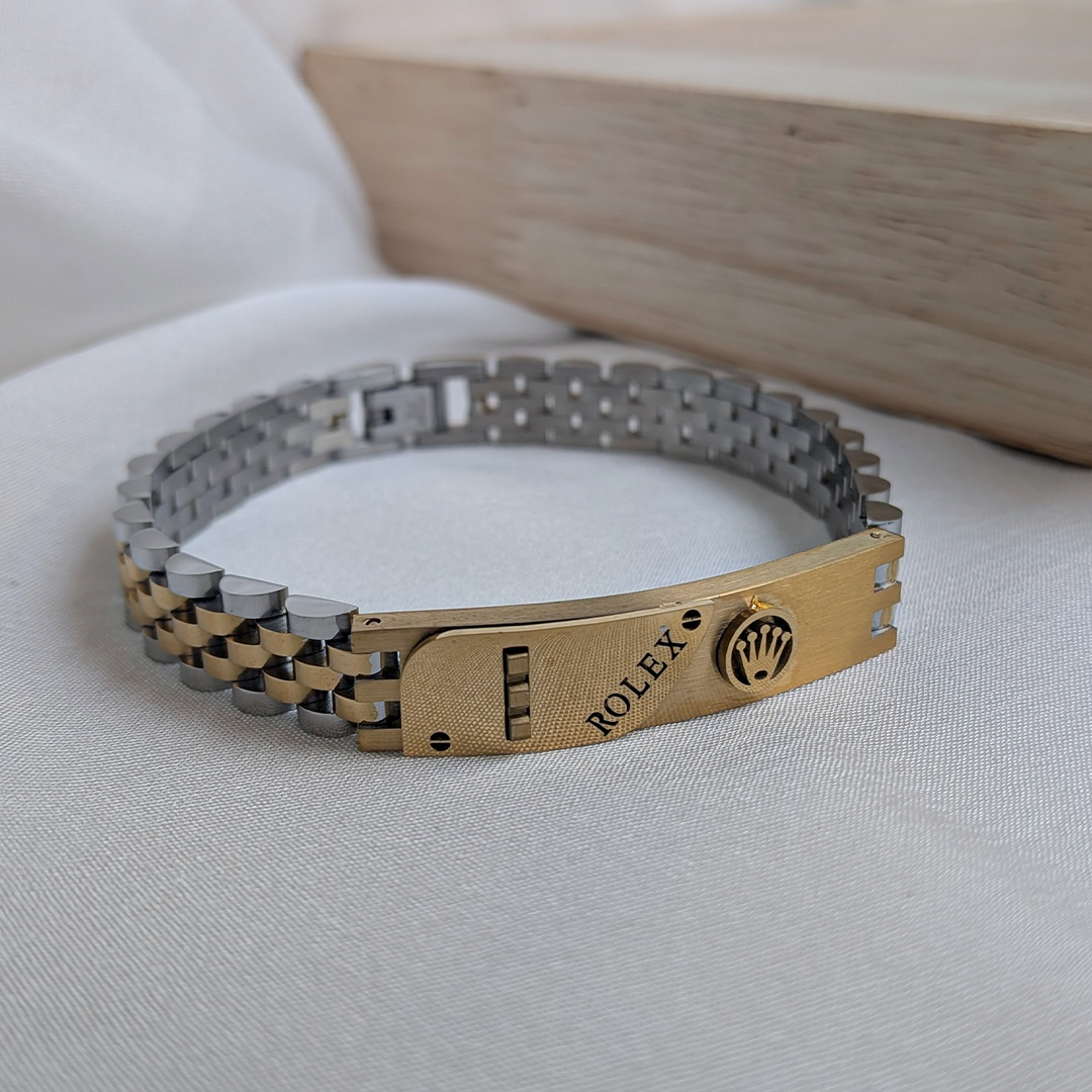 Rolex Brand Inspired CrownLink Stainless Steel Bracelet With Clasp For Men