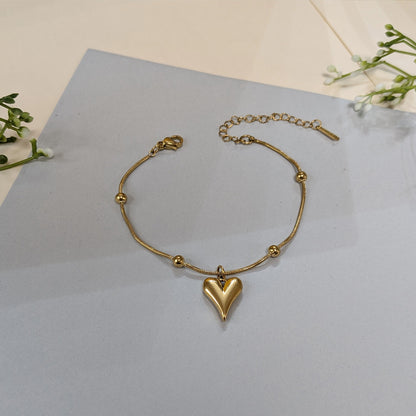 Gold Finish Fashionable Floating Heart Charm Bracelet For Girls & Women (Anti-Tarnish)