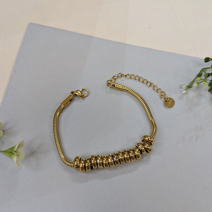 Elegant Gold Finish Heavy Spacer Beads Link Bracelet For Girls & Women (Anti-Tarnish)