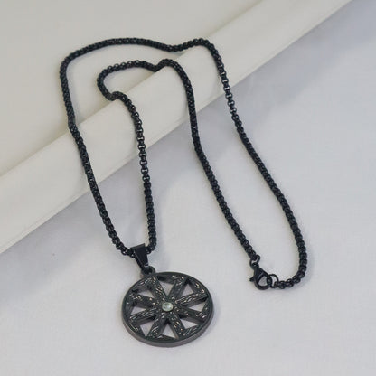 Black Compass Star Pendant for Men