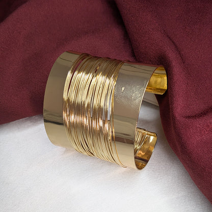 18K Gold Finish Multi-layer Cuff Bracelet for Girls & Women