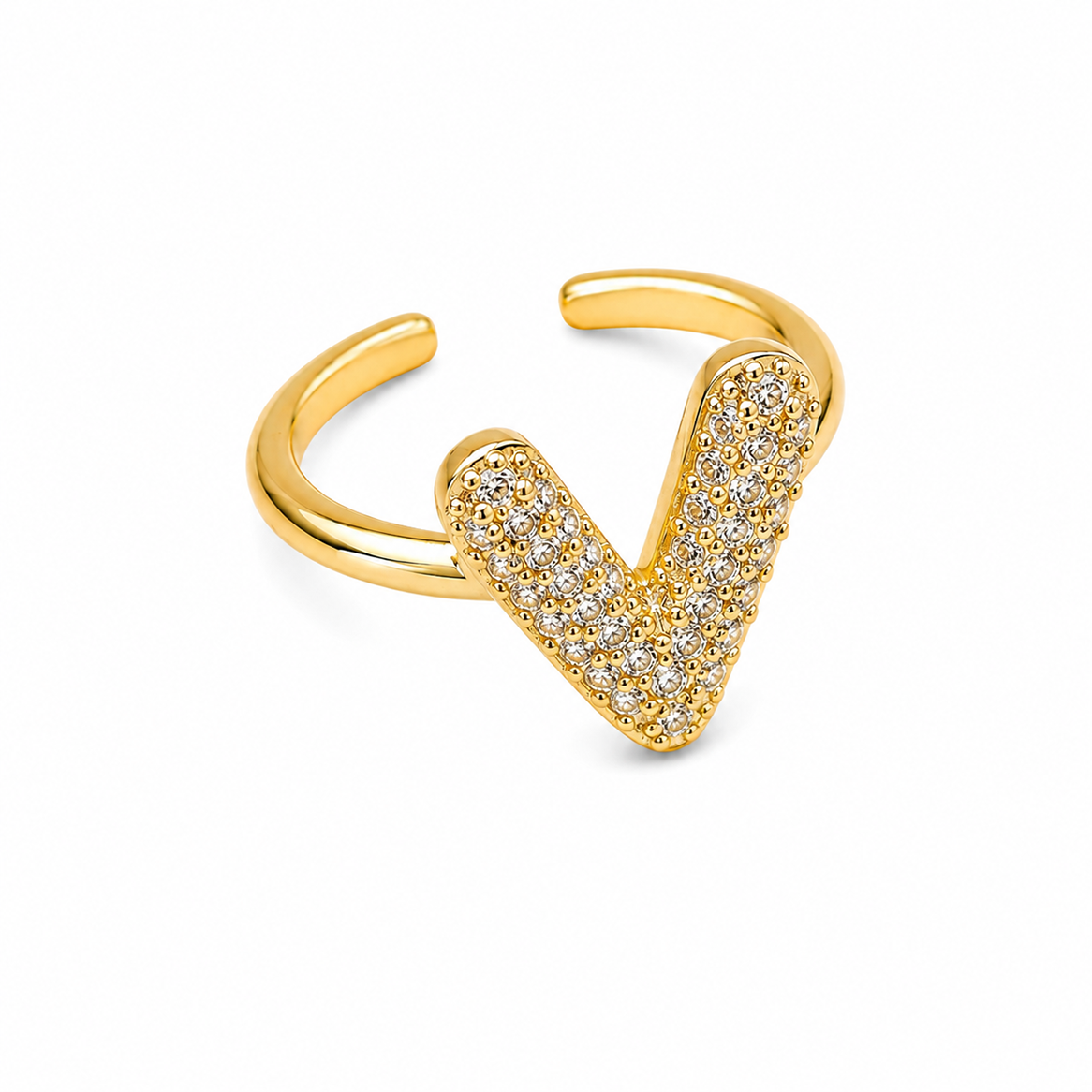 Sparkling Alphabet Letters CZ Stones Rings For Girls & Women's