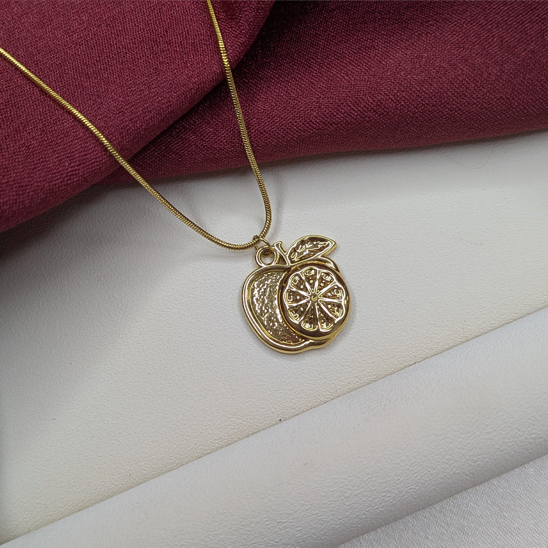 18K Gold Finish Cute Apple Design Pendant for Girls & Women (Anti Tarnish)