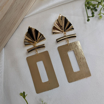Fan Pattern Statement Long Drop Earrings For Girls & Women