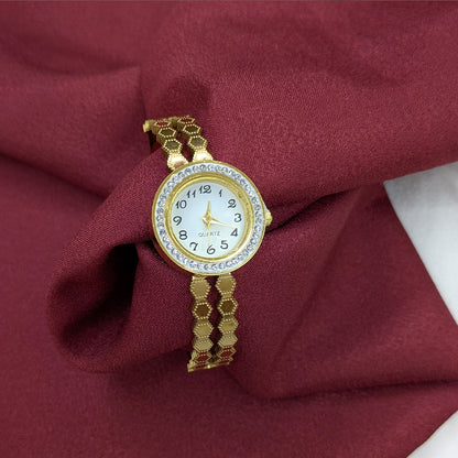 Classic Analog AD Studded Hexagonal Link Design Band Bracelet Watch For Girls & Women