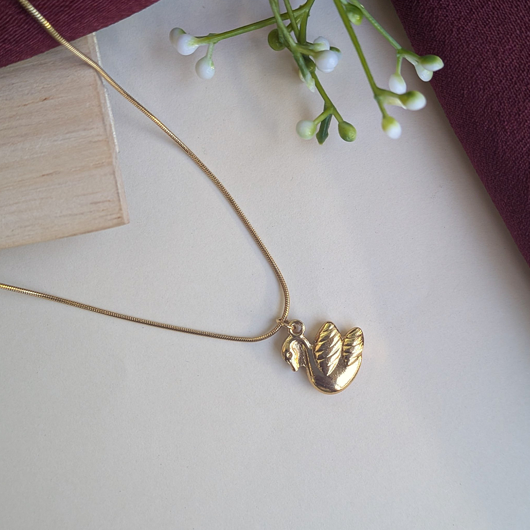 Gold Plated Elegant Swan Pendant For Girls & Women