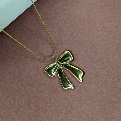 Gold Finish Bow Tie Knot Pendant For Girls & Women