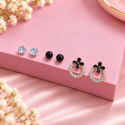 Sparkling Crystal Flower Stud Earring for Girls & Women's