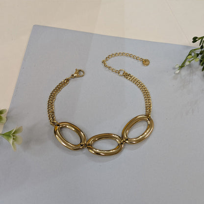 Gold Plated Classic Round Mesh Designer Chain Bracelet For Girls & Women (Anti-Tarnish)